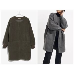 MADEWELL BONDED SHERPA COCOON COAT •S• Highland Green Jacket Teddy K2260